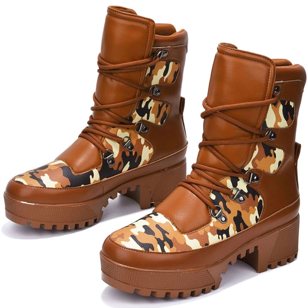 Cape Robbin Nunca Combat Boots for Women, Platform Boots with Chunky Block Heels
